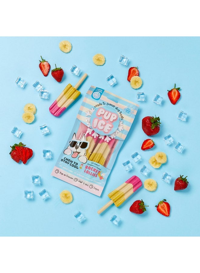 سبوت مكافآت الكلاب من SPOT Pup Ice - جاهزة للتجميد في المنزل - مضغ صالح للأكل للكلاب والجراء من السلالات المتوسطة مع دجاج حقيقي للحفاظ على برودة جروك طوال العام، حلوى روكيت بنكهة الفراولة والموز، قطعتان - Image 3
