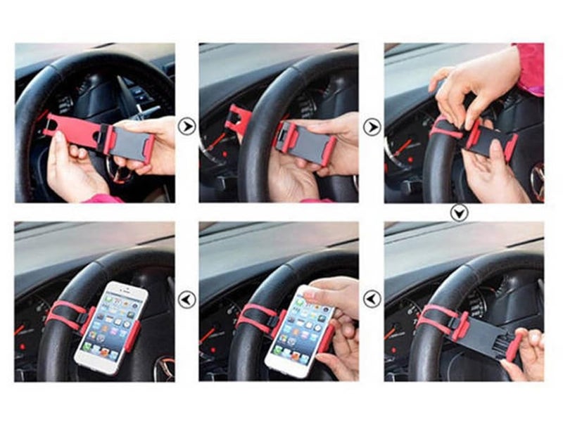 AUGEN Multi-Functional Mobile Car Steering Wheel Holder/Mount/Clip/Buckle Socket Hands Free Access to Your Phone for Phones Upto 5.5Inch Screens (Blue) - Image 4