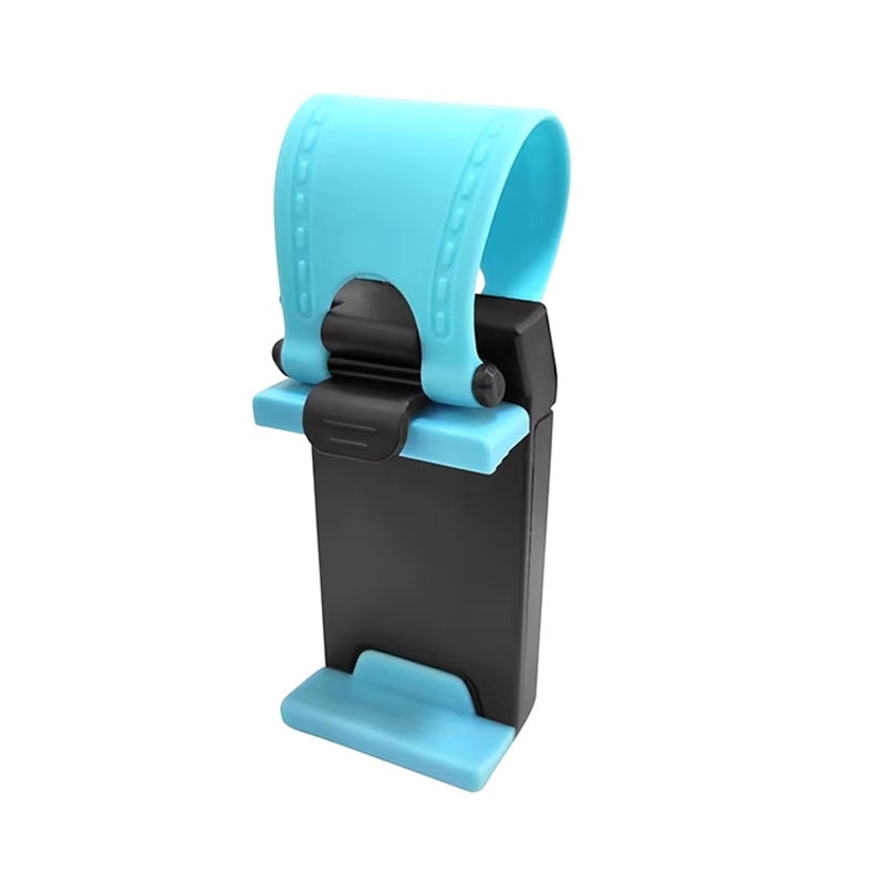 AUGEN Multi-Functional Mobile Car Steering Wheel Holder/Mount/Clip/Buckle Socket Hands Free Access to Your Phone for Phones Upto 5.5Inch Screens (Blue) - Image 1