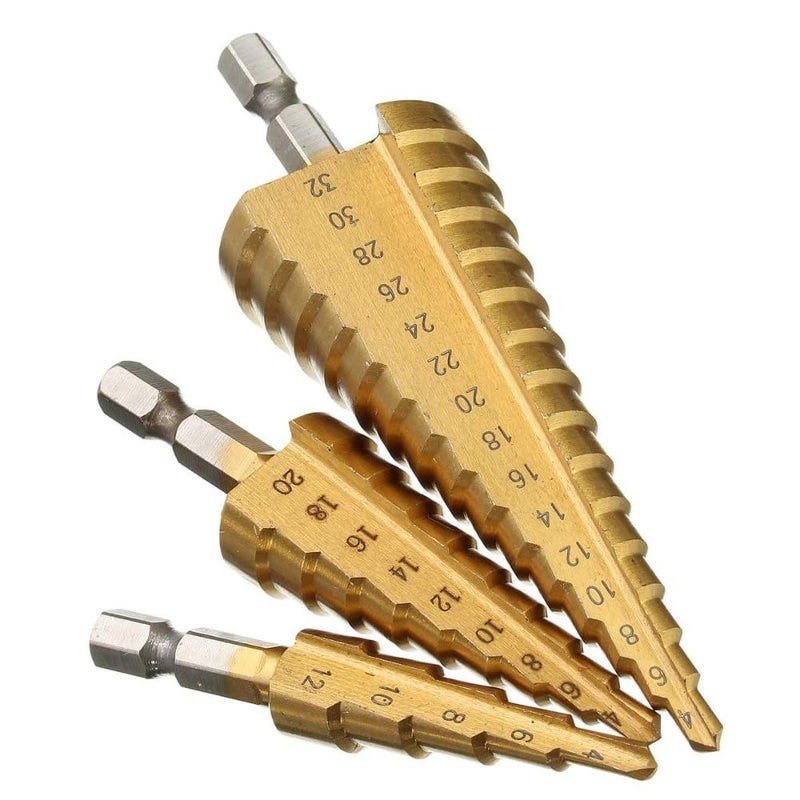 Hex Shank Large Titanium HSS Step Cone Drill Bit Hole Cutter