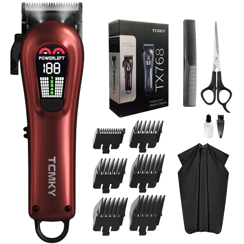 TCMKY Hair Clippers for Men Professional Clippers for Men CordlessCorded Barber Clippers for Hair Cutting Grooming Rechargeable Hair Trimmer Kit for Household Red