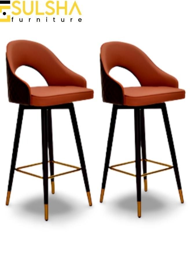 سلشا 2 قطعة كرسي حديث ، كرسي بار ، مجموعة مقاعد بار جلدية ، كرسي استقبال ، كرسي طعام - Image 1