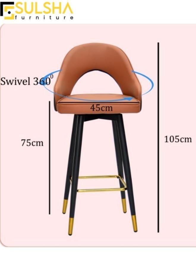 سلشا 2 قطعة كرسي حديث ، كرسي بار ، مجموعة مقاعد بار جلدية ، كرسي استقبال ، كرسي طعام - Image 4