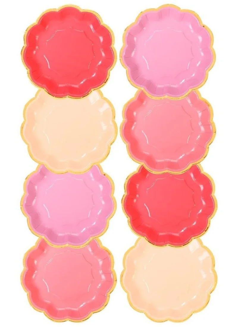 Talking Tables Rose Scalloped Mixed Color Paper Plate 12pcs