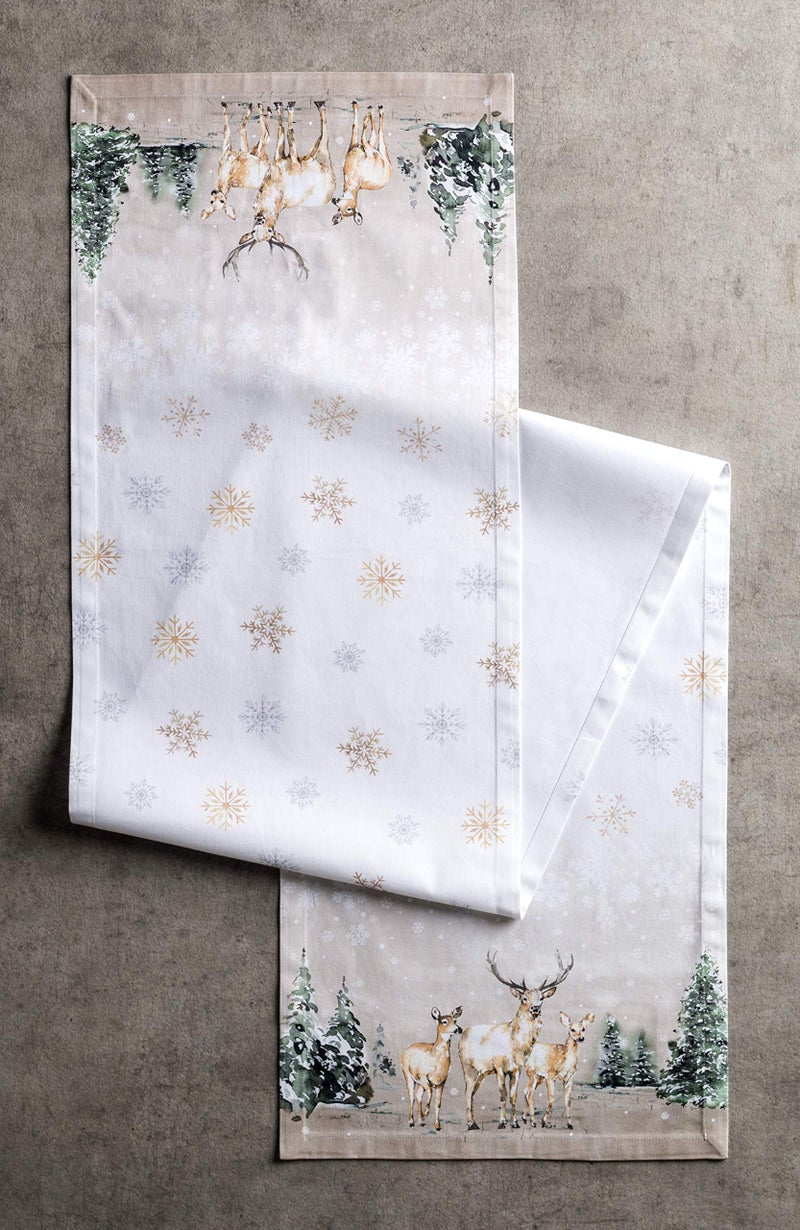 Maison d' Hermine Table Runners 100% Cotton 14.50Inch x 108Inch Tablerunner  Decorative Table Runner  Dining  Buffet  Deer in The Woods (Single Layer) - Thanksgiving/Christmas - Image 3
