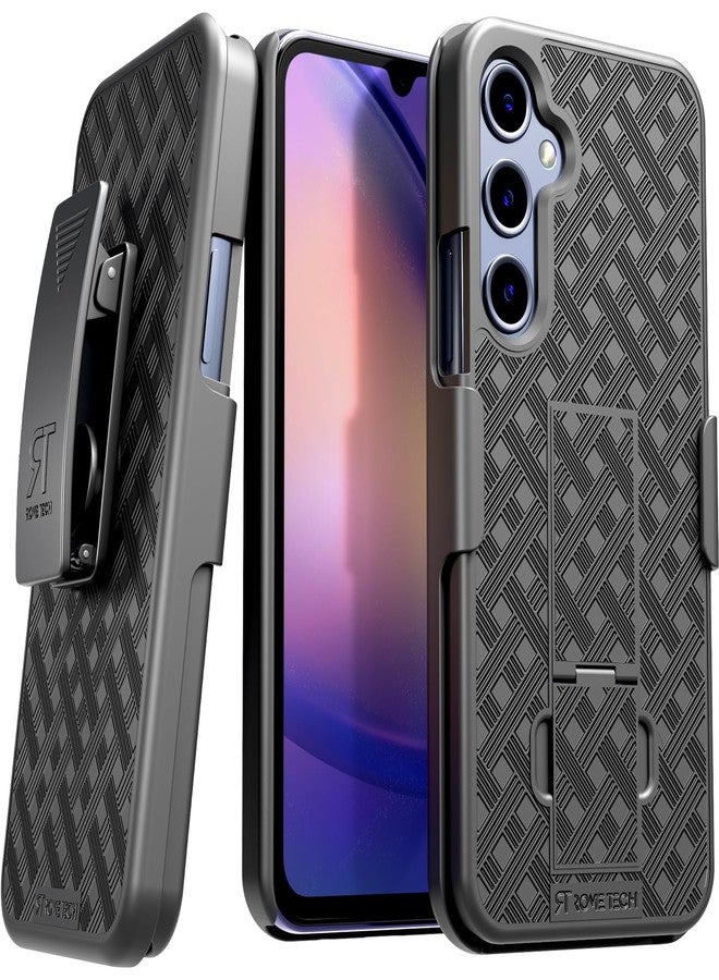 ROME TECH Designed for Samsung Galaxy A25 5G Case with Belt Clip Holster - Kickstand Cover Phone Case - Black - Image 1