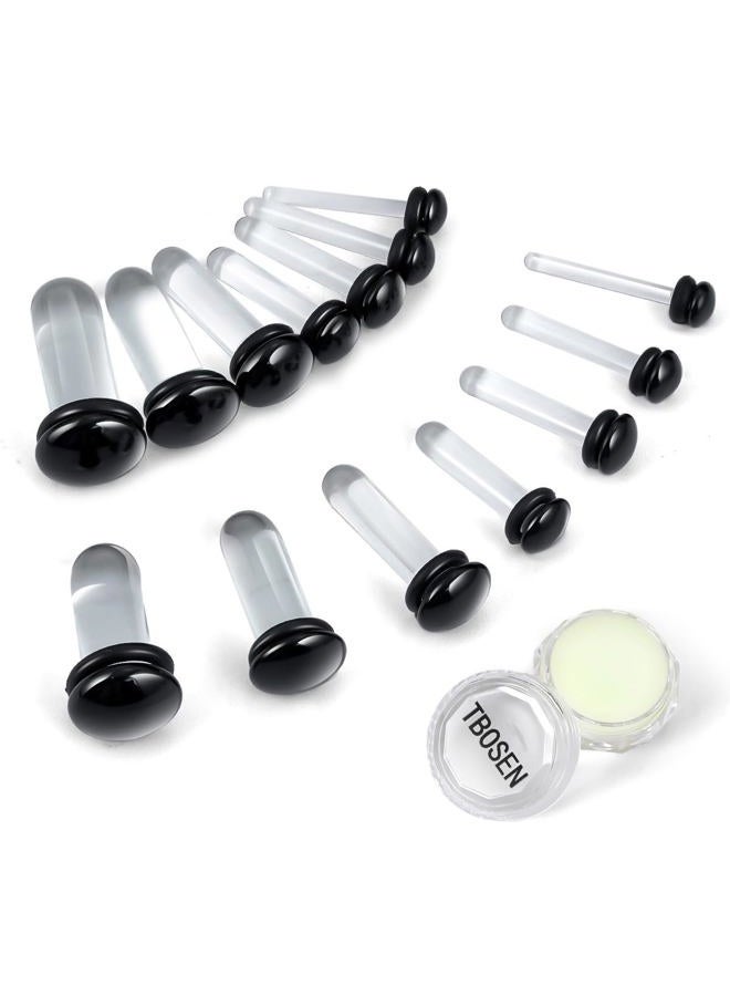 TBOSEN 14 PCS/8 PCS Precise Dimensions Glass Set O-Ring Ear Plugs Aftercare Balm Wax Tunnels Gauges Stretcher Piercings Kit - Image 1