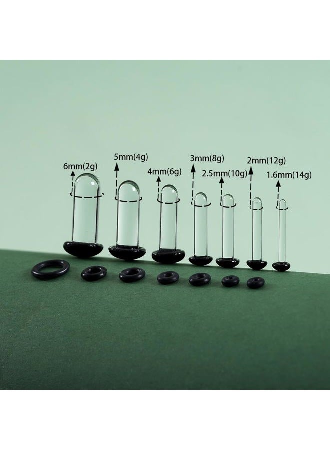 TBOSEN 14 PCS/8 PCS Precise Dimensions Glass Set O-Ring Ear Plugs Aftercare Balm Wax Tunnels Gauges Stretcher Piercings Kit - Image 2