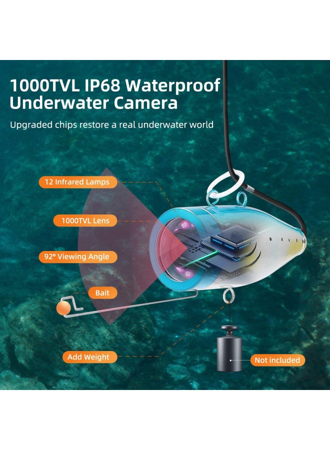 Eyoyo Underwater Fishing Camera 7 inch LCD Monitor Fish Finder Waterproof 1000TVL Fishing Camera 12pcs Infrared Lights for Lake, Boat, Ice Fishing - Image 3