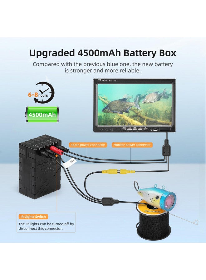 Eyoyo Underwater Fishing Camera 7 inch LCD Monitor Fish Finder Waterproof 1000TVL Fishing Camera 12pcs Infrared Lights for Lake, Boat, Ice Fishing - Image 5
