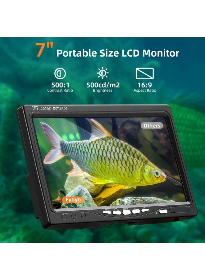 Eyoyo Underwater Fishing Camera 7 inch LCD Monitor Fish Finder Waterproof 1000TVL Fishing Camera 12pcs Infrared Lights for Lake, Boat, Ice Fishing - Image 2