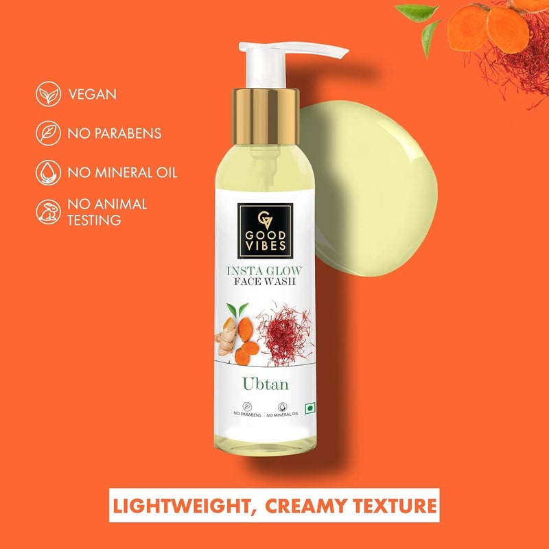 Good Vibes Ubtan Face Wash | with Turmeric & Saffron | Gently Removes Dirt & Impurities | Soothing & Moisturizing Facial Cleanser | 4.06 Fl Oz/120ml - Image 5