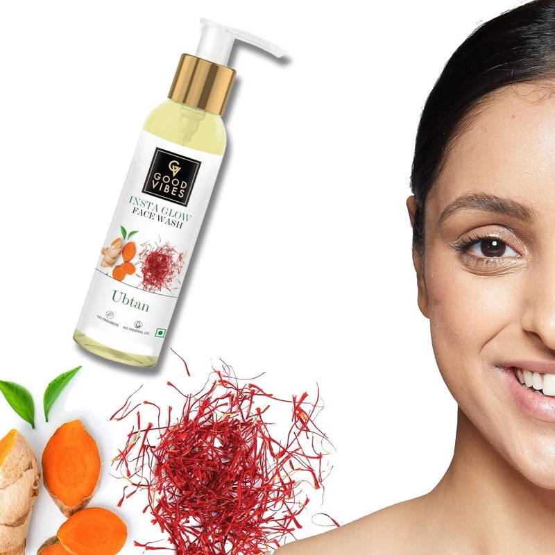 Good Vibes Ubtan Face Wash | with Turmeric & Saffron | Gently Removes Dirt & Impurities | Soothing & Moisturizing Facial Cleanser | 4.06 Fl Oz/120ml - Image 3