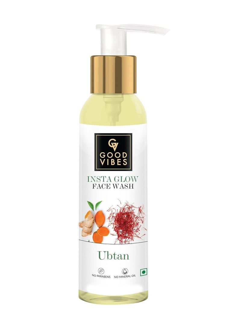 Good Vibes Good Vibes Ubtan Insta Glow Face Wash | with Turmeric & Saffron | Gently Removes Dirt & Impurities | Soothing & Moisturizing Facial Cleanser | 4.06 Fl Oz/120ml  - Image 1