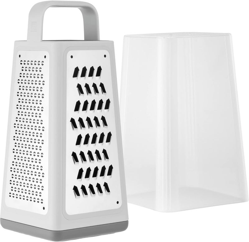 ZWILLING ZCut Tower Multifunctional Box Grater Faster Grating Technology Cheese Grater Zester Garlic grater Slicer Rasp Grater and more Gray - Image 2