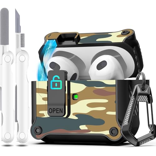 R-fun Rfun for AirPods 3rd Generation Case Magnetic Automatic Lock with Cleaning Kit Keychain Compatible with AirPods 3rd Generation 2021Full Drop Protection Cover Desert Camouflage - Image 1