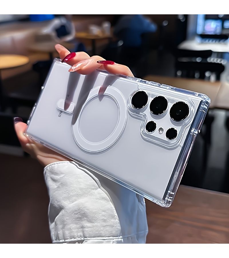 غطاء حماية للهاتف جالاكسي S22 ألترا 5G شفاف مقاوم للصدمات أكريليك صلب مجموعة من 3 قطع - Image 1