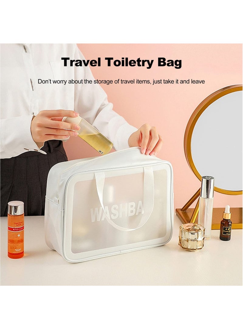XiuWoo 6pcs Clear Travel Toiletry Bag for Women Men, Cosmetic Bag Airport Airline Compliant Bag Waterproof Vacation Makeup Bag, Bathroom  Shower Travel Organizer, White - Image 2