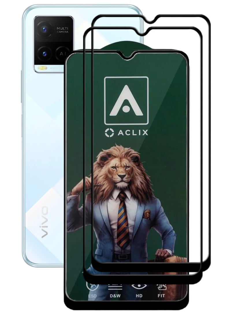 ACLIX 2 Pieces Antistatic ESD Dustproof Premium Quality High Definition Tempered Glass Screen Protector Designed For vivo Y21 - Image 1