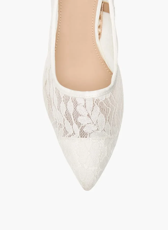 Flora Bella By Shoexpress Women's Lace Textured Slip-On Pumps with Stiletto Heels