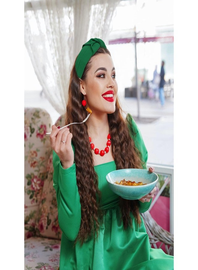 Amariver Green Headband Knotted Wide Headband for Women Top Knot Hair Band Non-slip Head Band Soft Fashion Hair Accessories for Women Girls - Image 4