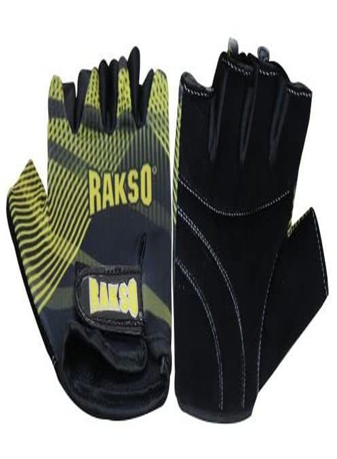 RAKSO Wrist Gym Neoprene Gloves with Wrist Wraps Support for Workout, Cross Fit, Exercise_and_Fitness & Cross Training, Outside Activities, Best for Men & Women Black Color - Image 1