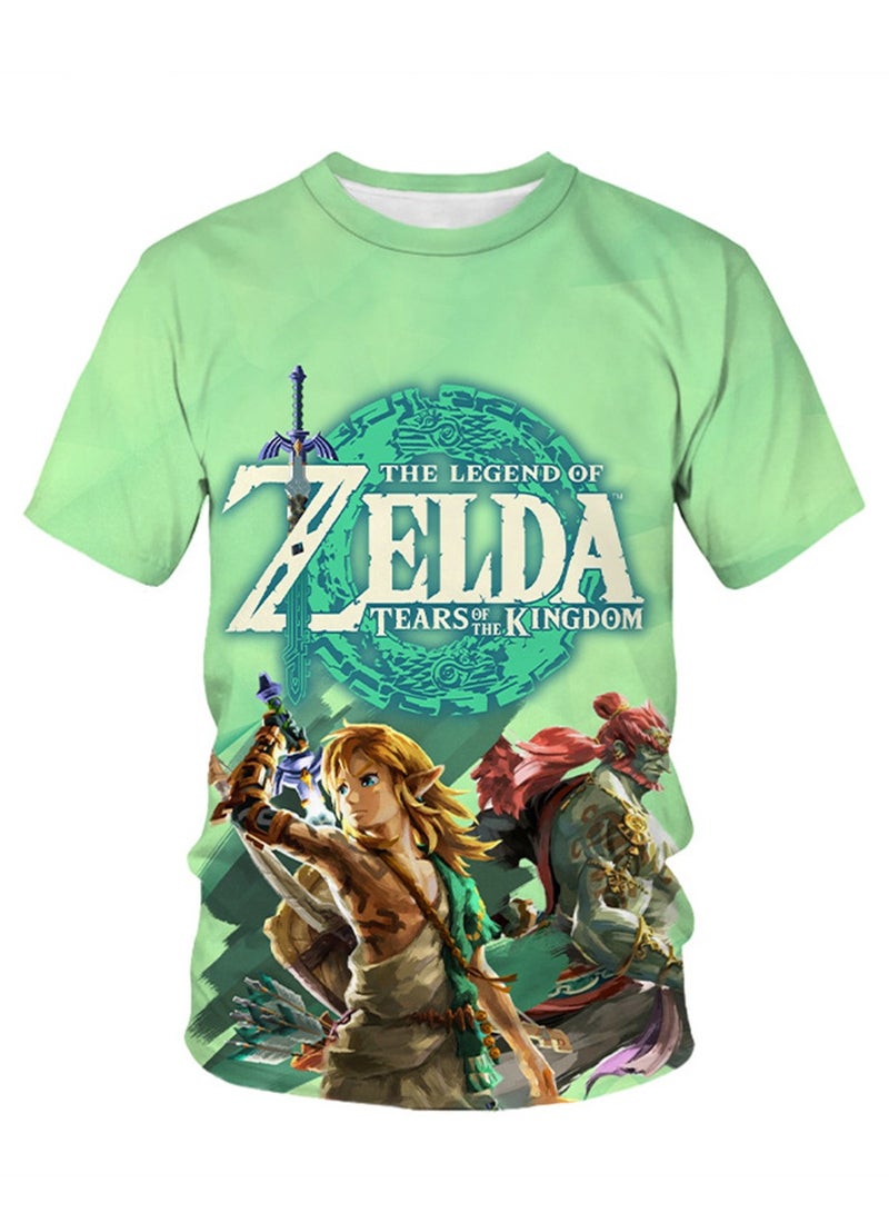 تي شيرت للأطفال مطبوع عليه شخصية Game Zelda Breath of the Wild ثلاثي الأبعاد قابل للتنفس - Image 1