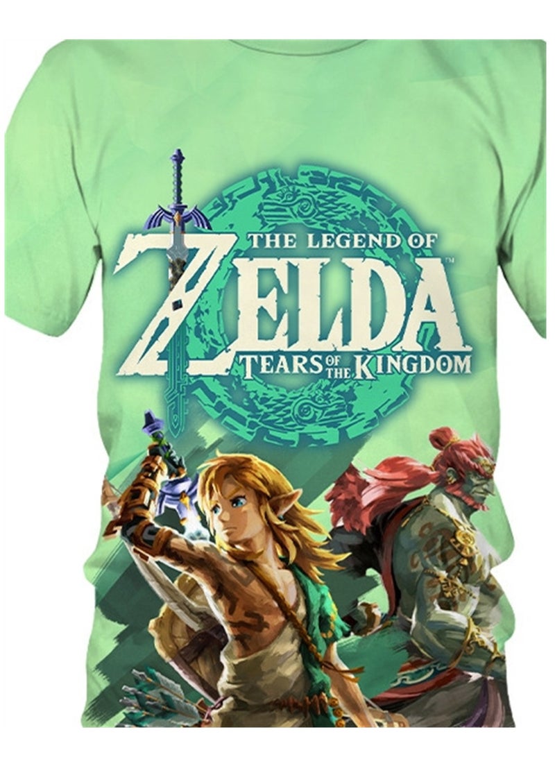 تي شيرت للأطفال مطبوع عليه شخصية Game Zelda Breath of the Wild ثلاثي الأبعاد قابل للتنفس - Image 2