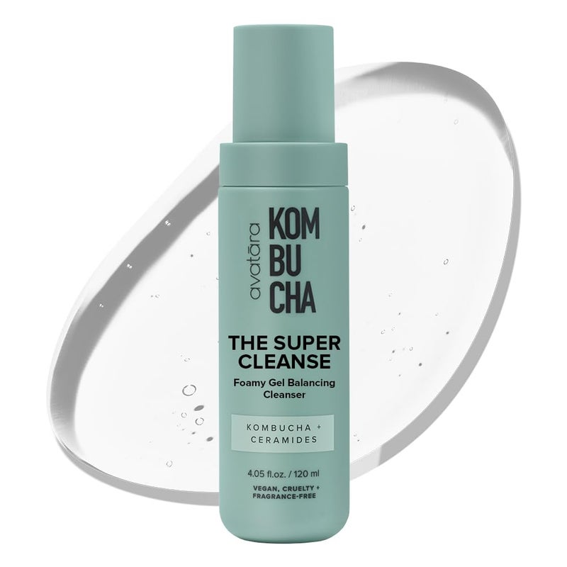 Avatara - Kombucha The Super Cleanse Face Wash, Natural Skin-Balancing Facial Cleanser, Face Cleanser with Hyaluronic Acid and Chicory Root, Skincare for Boys, Girls & Teens 4.05 fl. Oz. - Image 1