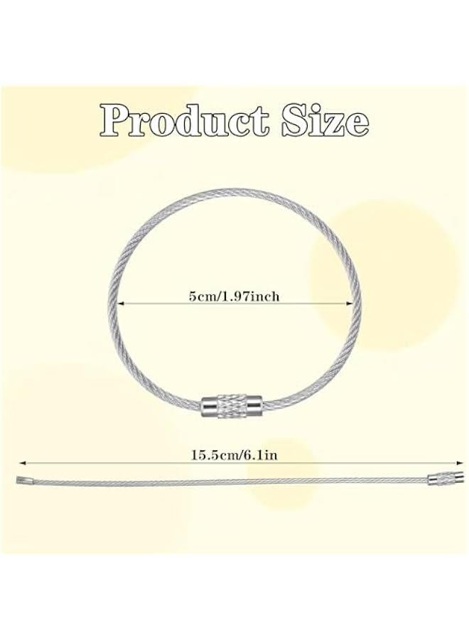 Generic 25 Pcs Heavy Duty Key Ring, 6inch Wire Keychain Cable Metal Key Chain Rings Extendable Hiking Tag Loops ID Tags Holder  - Image 3