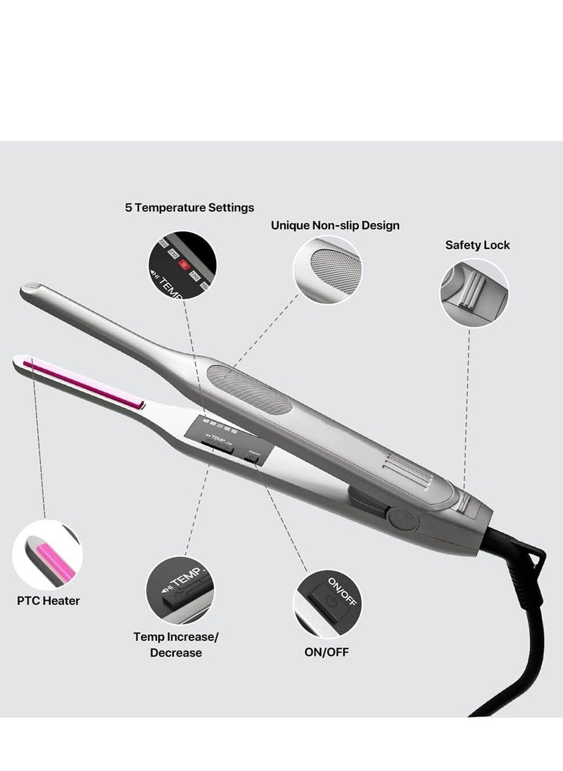 Furtey - Hair Straighteners and Curler, Professional 2 in 1 Ceramic Pencil Flat Iron for Women's Short Hair and Men's Beard，Portable Mini Wave Hair Straightener Curling Iron (UK standard adaptor) - Image 1