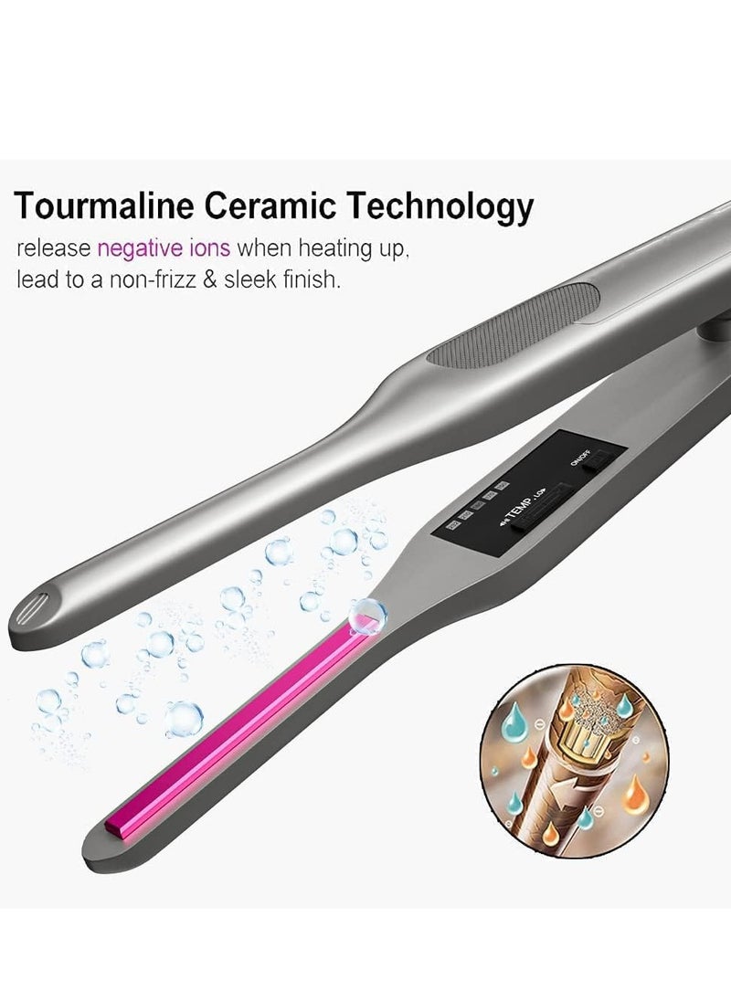 Furtey - Hair Straighteners and Curler, Professional 2 in 1 Ceramic Pencil Flat Iron for Women's Short Hair and Men's Beard，Portable Mini Wave Hair Straightener Curling Iron (UK standard adaptor) - Image 1