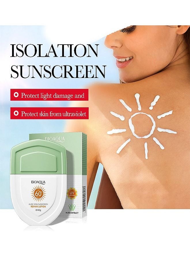 BIOAOUA - Aloe Vera Sunscreen 40g Repair Lotion High Sun Protection Full Band Sun Protection Long Term Blocking UVB,Protect Light Damage And Skin From Ultraviolet - Image 1