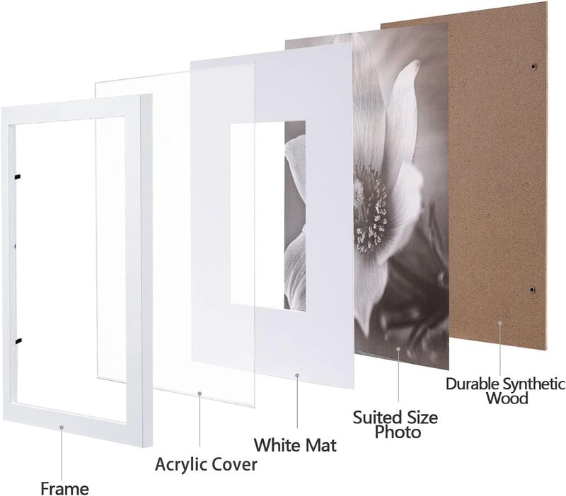 eletecpro 8x8 Picture Frames Set of 9 Classic Gallery Wall Frame Set Displays 4x4 Photo with Mat or 8x8 without Mat  Square Picture Frames Collage Wall Decor  White Home Decor for Hanging - Image 2