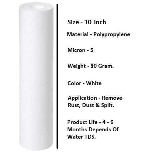 KRISELL PP Spun Filter Spun Filter Cartridge Outer Filter Candle 5 Micron Pre Filter Candle 10 Inch for All Type RO Water Purifier 2Mtr Pipe 1 O Ring with Spanner 4 Pieces - Image 3