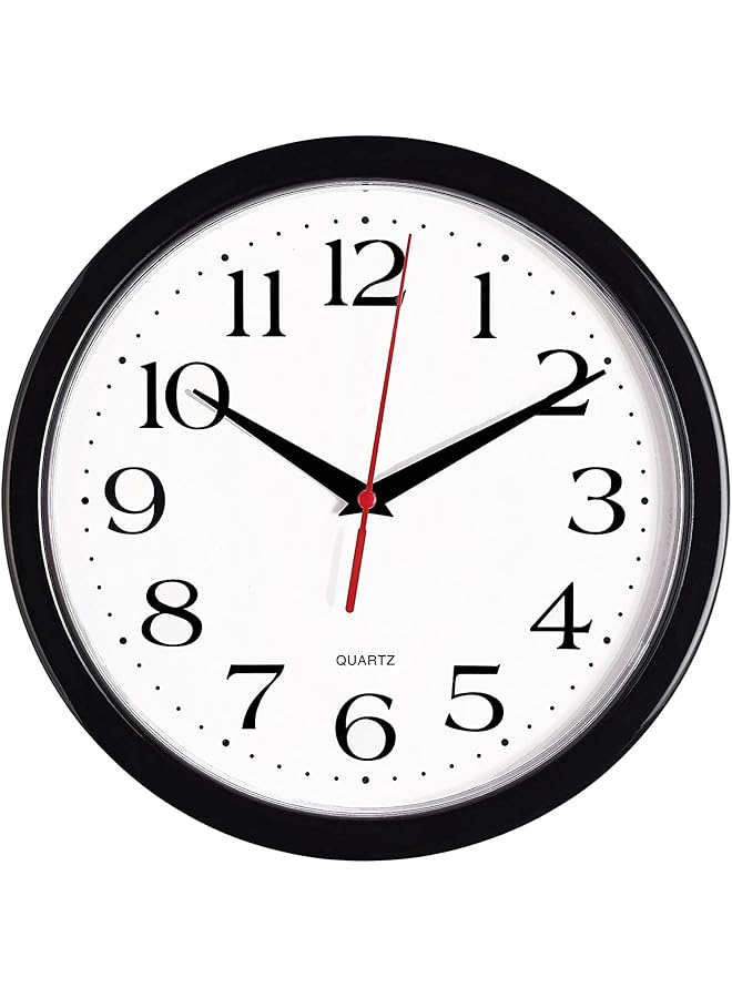 The Bros Wall Clock, 25.4cm Round Easy to Read, Silent Wall Clock, Quality Quartz Battery Operated for Bedroom, Living Room, Kitchen, Office School and Home Decor - Image 1