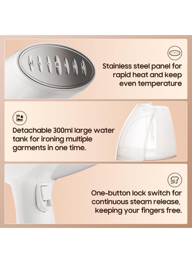 DUNISO Garment Steamer Iron，Handheld Garment Steamer，Portable Steam Iron，Space Saving，Leak Proof，for Home，Office & Travel，1500W 300ML - Image 2