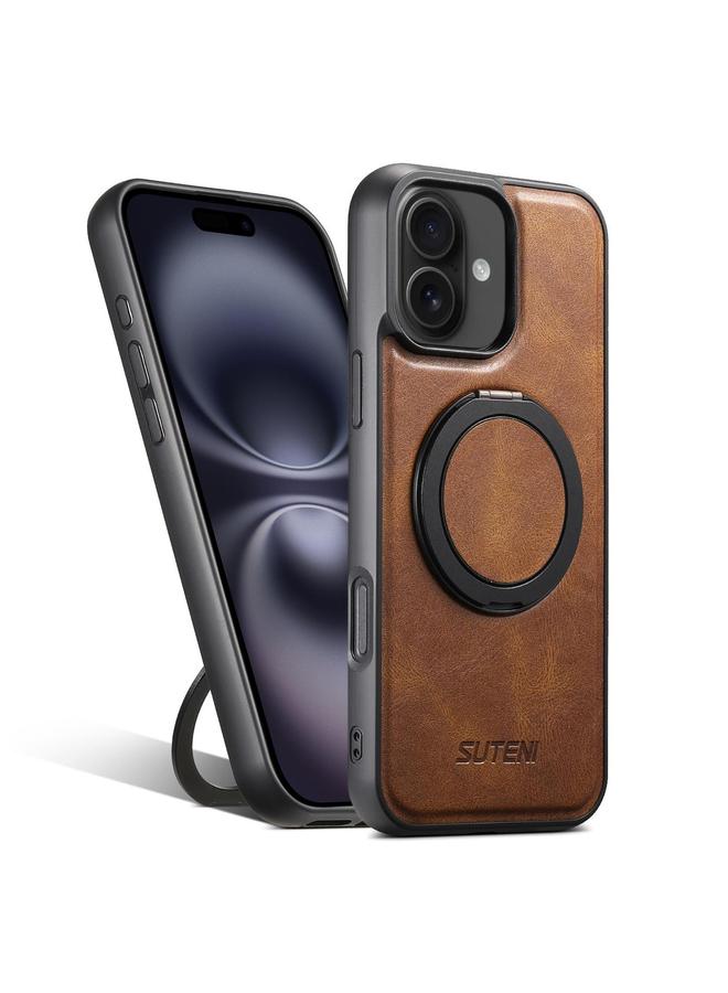 Suteni Case For iPhone 16 Plus G3 Oil Wax 360 Rotation Holder MagSafe Back Phone Case - Image 1