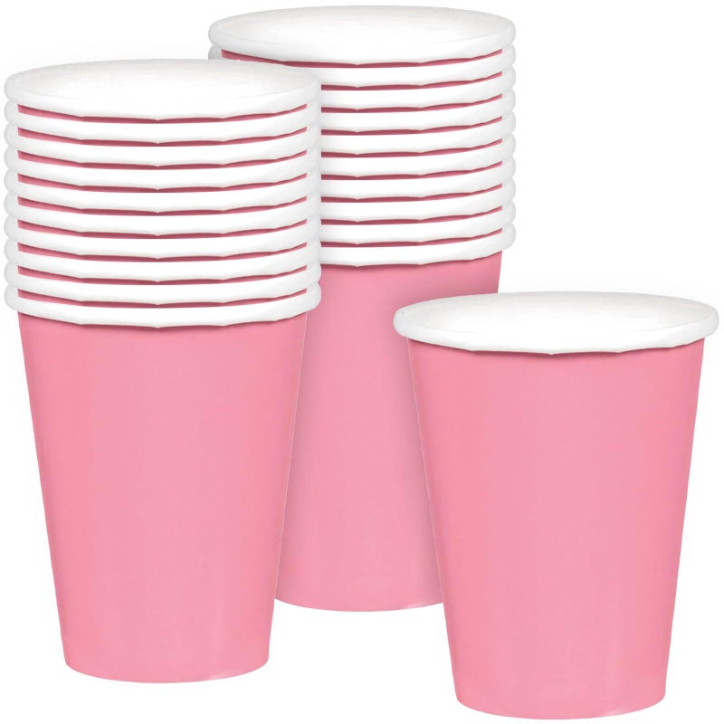 Amscan Vibrant New Pink Paper Cups (Pack of 20) - 9 oz. - Perfect for Parties, Gatherings, Picnics & Home Use - Image 1