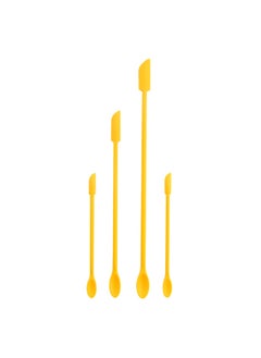Mini Silicone Double-headed Sharp Scraper Spoon Cosmetic Skin Care Products Extraction Tool Set Including Avocado Jam Scraper-Specifications:Yellow Four-piece Set