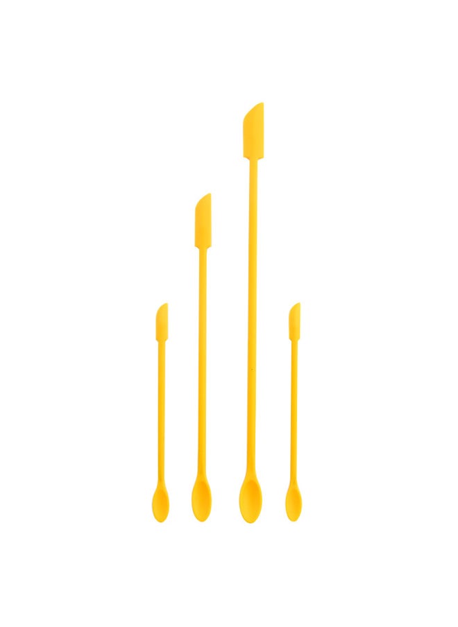 Generic - Mini Silicone Double-headed Sharp Scraper Spoon Cosmetic Skin Care Products Extraction Tool Set Including Avocado Jam Scraper-Specifications:Yellow Four-piece Set - Image 1