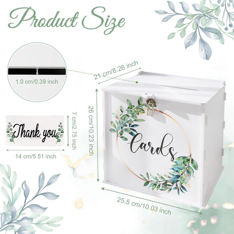 OurWarm Wedding Card Box with Lock, PVC Wedding Card Boxes for Reception, White Wedding Box for Cards and Money, Envelope Money Box Gift Card Box for Party Wedding Decor Graduation Baby Shower - Image 2