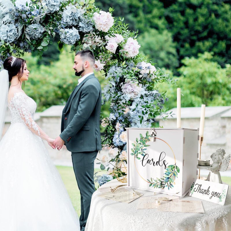OurWarm Wedding Card Box with Lock, PVC Wedding Card Boxes for Reception, White Wedding Box for Cards and Money, Envelope Money Box Gift Card Box for Party Wedding Decor Graduation Baby Shower - Image 4