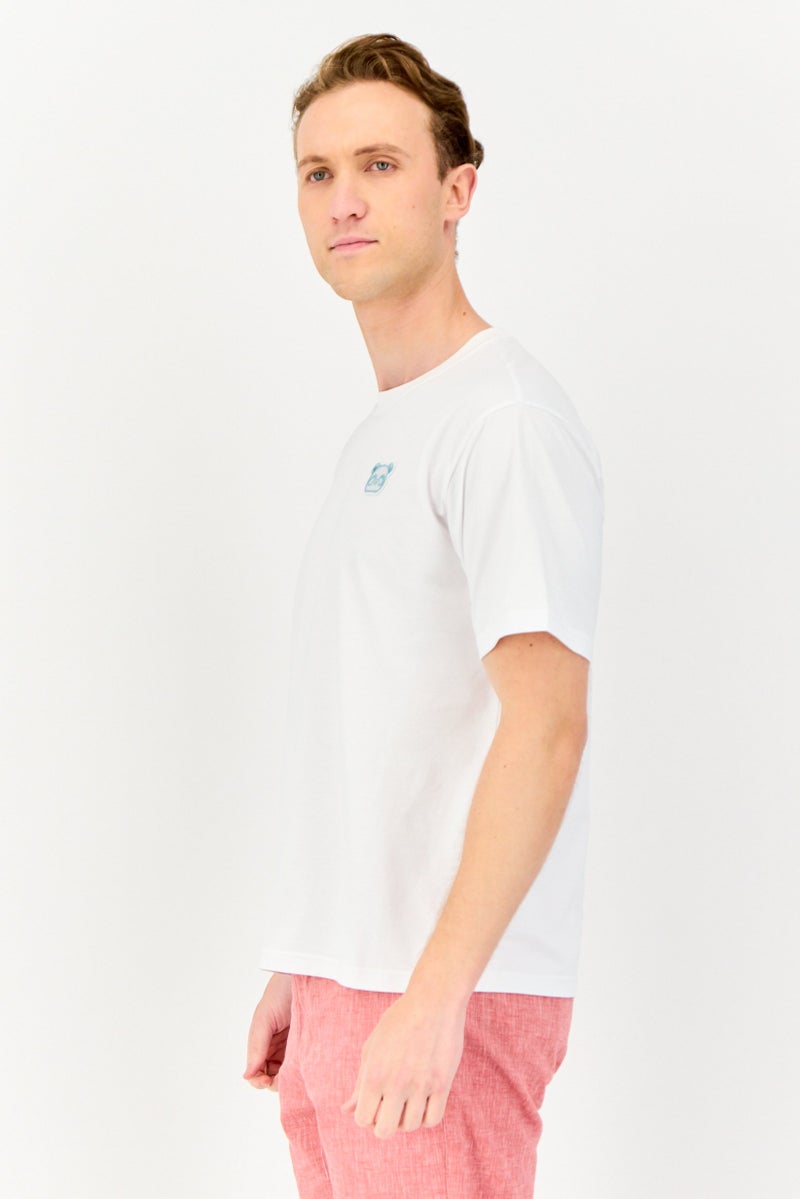 GIORDANO Men Crew Neck Short Sleeves Embroidered T-Shirt, White - Image 2