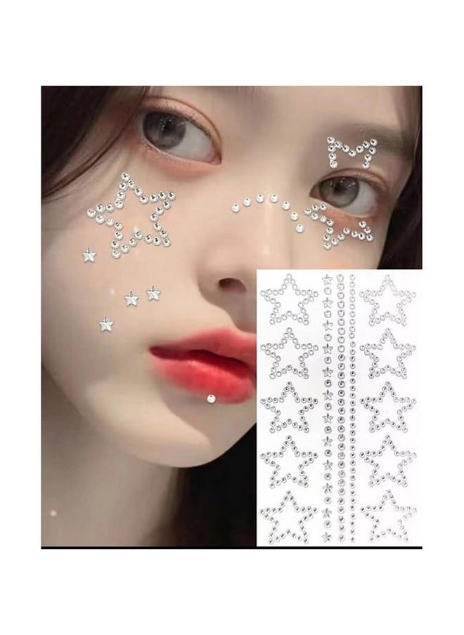 Self Adhesive Face Gems Pearls for Makeup, 5 Sheets 3D Star Heart Moon Shape Hair Jewels Diamonds with Tweezers, Bling Rhinestone Stickers for Crafts,Face,Nail (White red) - pzsku/ZEE1B7018EDABEAF1816CZ/45/_/1741329811/0108a9e2-c356-42cd-a090-2a3ed9b955bc