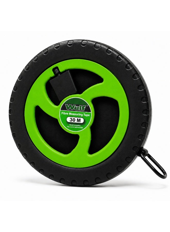 Wulf Fibreglass Measuring Tape 30Mtr Heavy Duty Open Reel Tape Measure with Clear Metric and Inch Markings for Construction Surveying Landscaping and DIY Measuring - Image 3