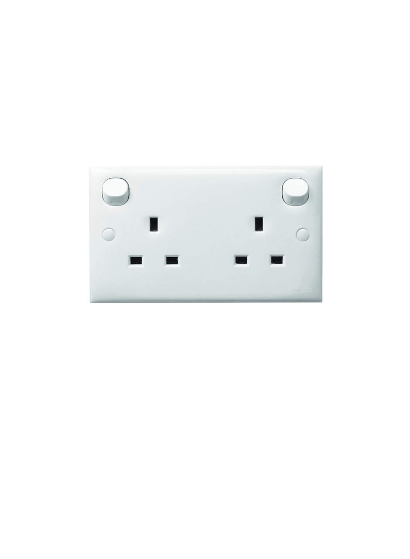 Schneider Electric Switched Socket Outlet - 13A 2 Gang Socket - White Clipsal S Class Series - E25R - Made in Malaysia - Image 2