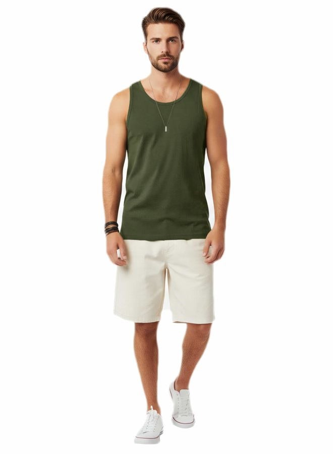 JD Apparel Men's Premium Basic Solid Tank Top Jersey Casual Shirts M Military Green Olive - Image 4