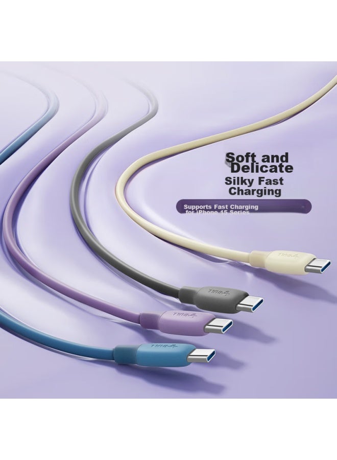 bull Dual-head Type-c Data Cable Silicone Quick Charge C To C Charging Cable 3a Compatible With Apple Iphone 15/macbook, Huawei, Xiaomi Phones And Laptops Dark Purple - Image 2