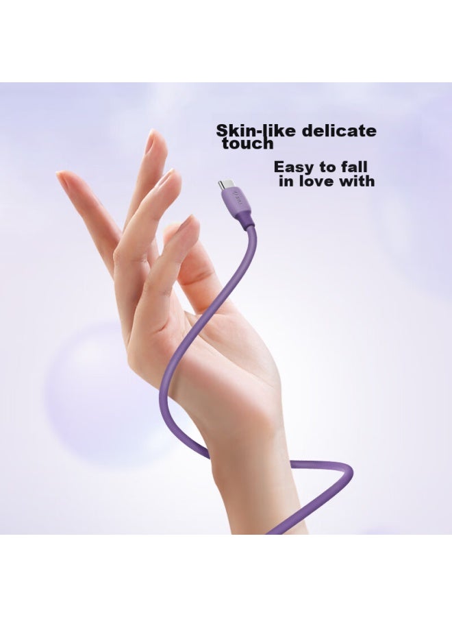 bull Dual-head Type-c Data Cable Silicone Quick Charge C To C Charging Cable 3a Compatible With Apple Iphone 15/macbook, Huawei, Xiaomi Phones And Laptops Dark Purple - Image 3
